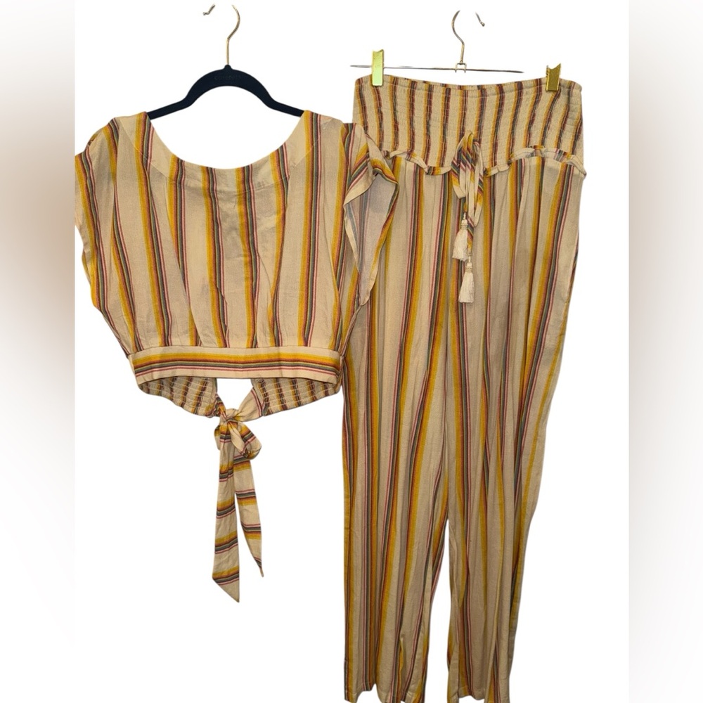 Striped Yellow and White Jumpsuit - Picture 2 of 10